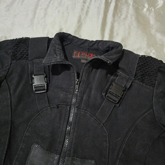 Vintage Tripp NYC Black 100% Cotton Denim Goth Punk Biker Jacket - Picture 5 of 15
